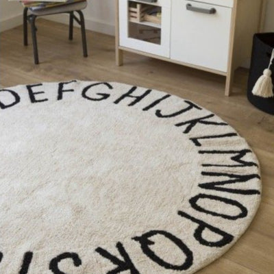 Scandinavian Alphabet Round Rug