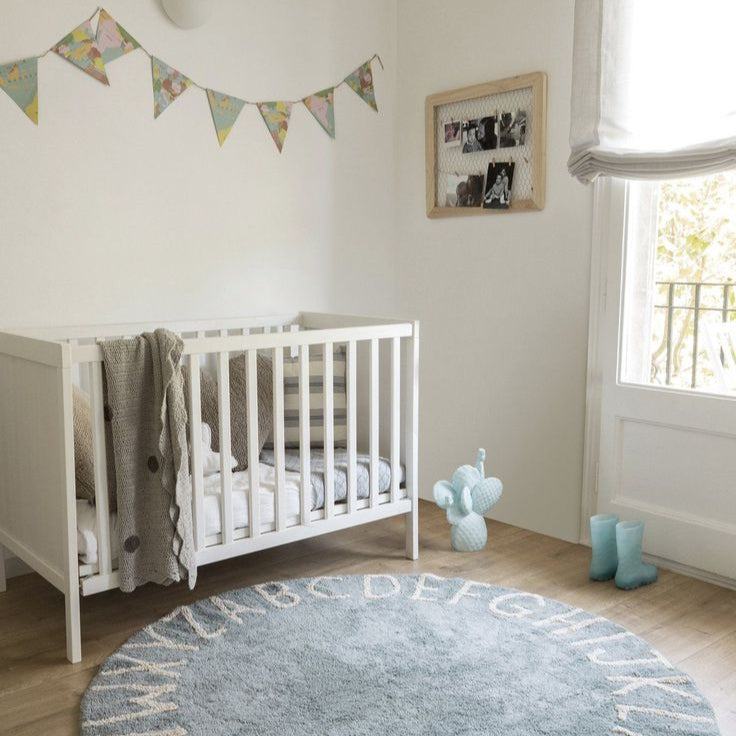 Scandinavian Alphabet Round Rug