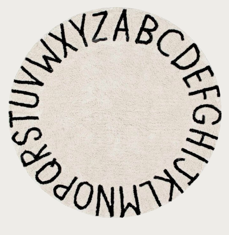 Scandinavian Alphabet Round Rug